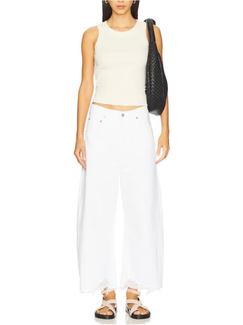 Citizens of Humanity Ayla Undone Hem Crop White Jeans in Size 27